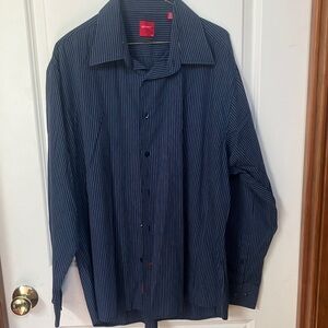 Report Men's Navy Blue Pinstripe Button-Down Shirt
